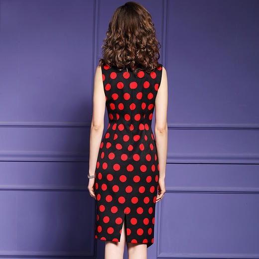 FMY-F20XL29989夏装名媛气质典雅修身印花无袖背心连衣裙 商品图3