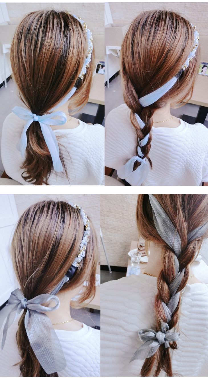 发饰韩版甜美头箍韩国飘带绑带发箍日韩珍珠发卡发饰品编发发带