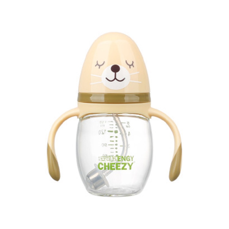 安可苏CHEEZY婴儿宽口径安吉吉卡通玻璃奶瓶150ml/210mlJPY带授权招加盟代理