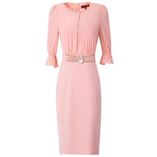 FMY-F20XL30982夏装轻熟风时尚钉珠收腰蕾丝拼接包臀连衣裙 商品图3