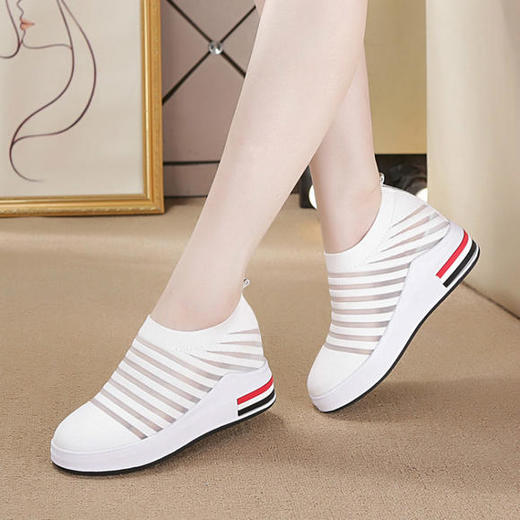 LMSN-A19新款时尚飞织网面透气厚底内增高百搭运动休闲鞋 商品图0