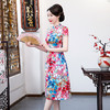 AA-9690夏新品A字真丝旗袍裙中国风时尚修身中式礼服 商品缩略图2