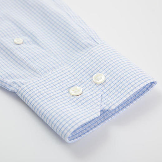 【蓝色商务DP长袖断码】Jameskingdom占姆士DP免烫商务浅蓝格子衬衣 商品图4