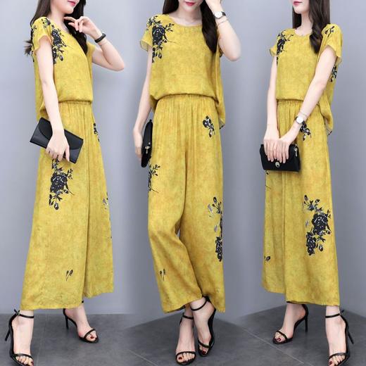 YL-03b3658755夏季大码短袖印花休闲时尚阔腿裤套装 商品图3