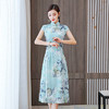 AHM 2079 2020年新款奥黛旗袍年轻款少女中国风复古优雅气质改良版连衣裙 商品缩略图2