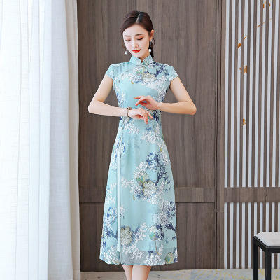 AHM 2079 2020年新款奥黛旗袍年轻款少女中国风复古优雅气质改良版连衣裙 商品图2