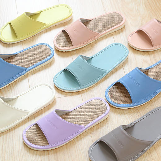 【防滑耐磨，有亲子款】拖鞋PU皮凉拖夏季新款居家凉拖鞋情侣鞋办公室内地板透气PVC防滑底亚麻拖鞋儿童拖鞋男女拖鞋 商品图6