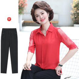 XK-YM1801阔太太中年妈妈夏装两件套 商品图3