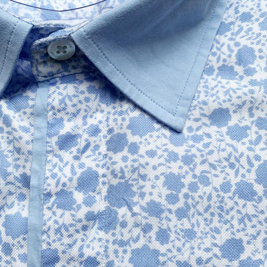 Marco Azzali 白底浅蓝印花长袖衬衫 C3603300 商品图2