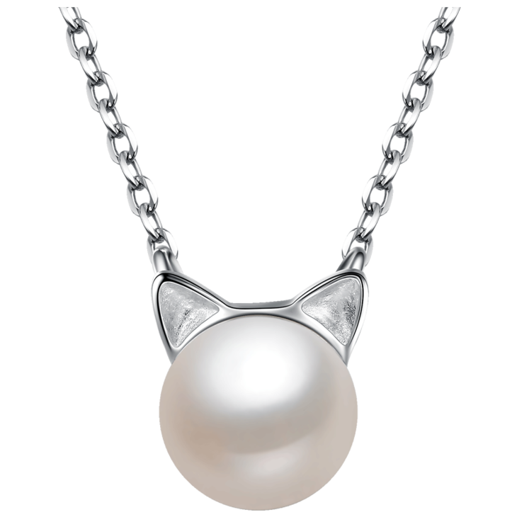 brir佰色传情s925银淡水珍珠项链猫咪byx077