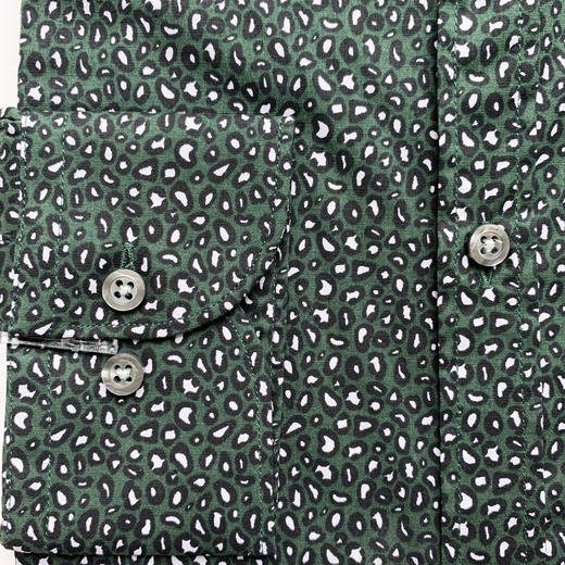 Marco Azzali 墨绿棉混纺豹纹印花长袖衬衫 C3917700 商品图1