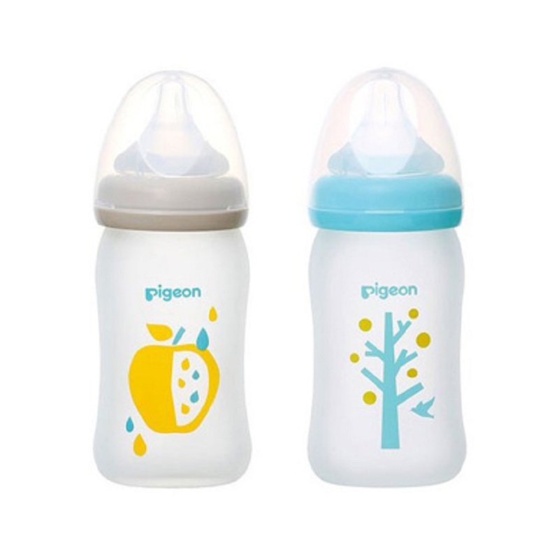 日本贝亲Pigeon仿母乳感耐热玻璃制奶瓶160ml 苹果/树木 本土版 日本直邮JPY带授权招加盟代理