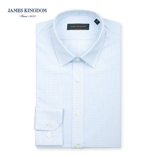 【蓝色商务DP长袖断码】Jameskingdom占姆士DP免烫商务浅蓝格子衬衣 商品图1