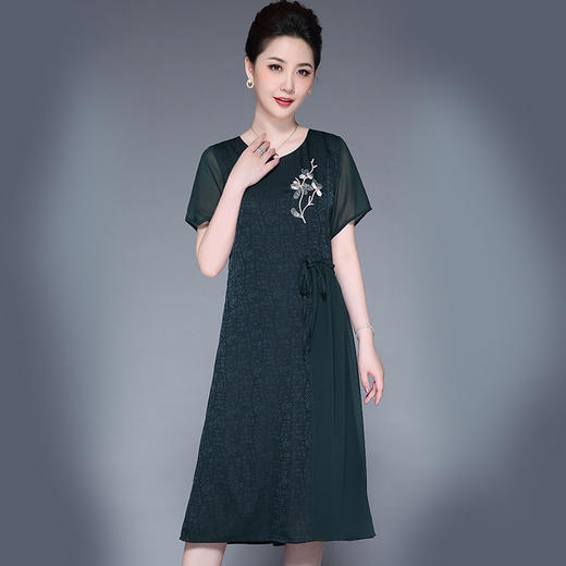 XA-88m9501新款阔太太高贵过膝裙气质妈妈连衣裙 商品图3