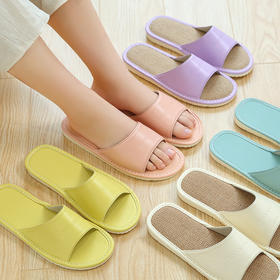 【防滑耐磨，有亲子款】拖鞋PU皮凉拖夏季新款居家凉拖鞋情侣鞋办公室内地板透气PVC防滑底亚麻拖鞋儿童拖鞋男女拖鞋