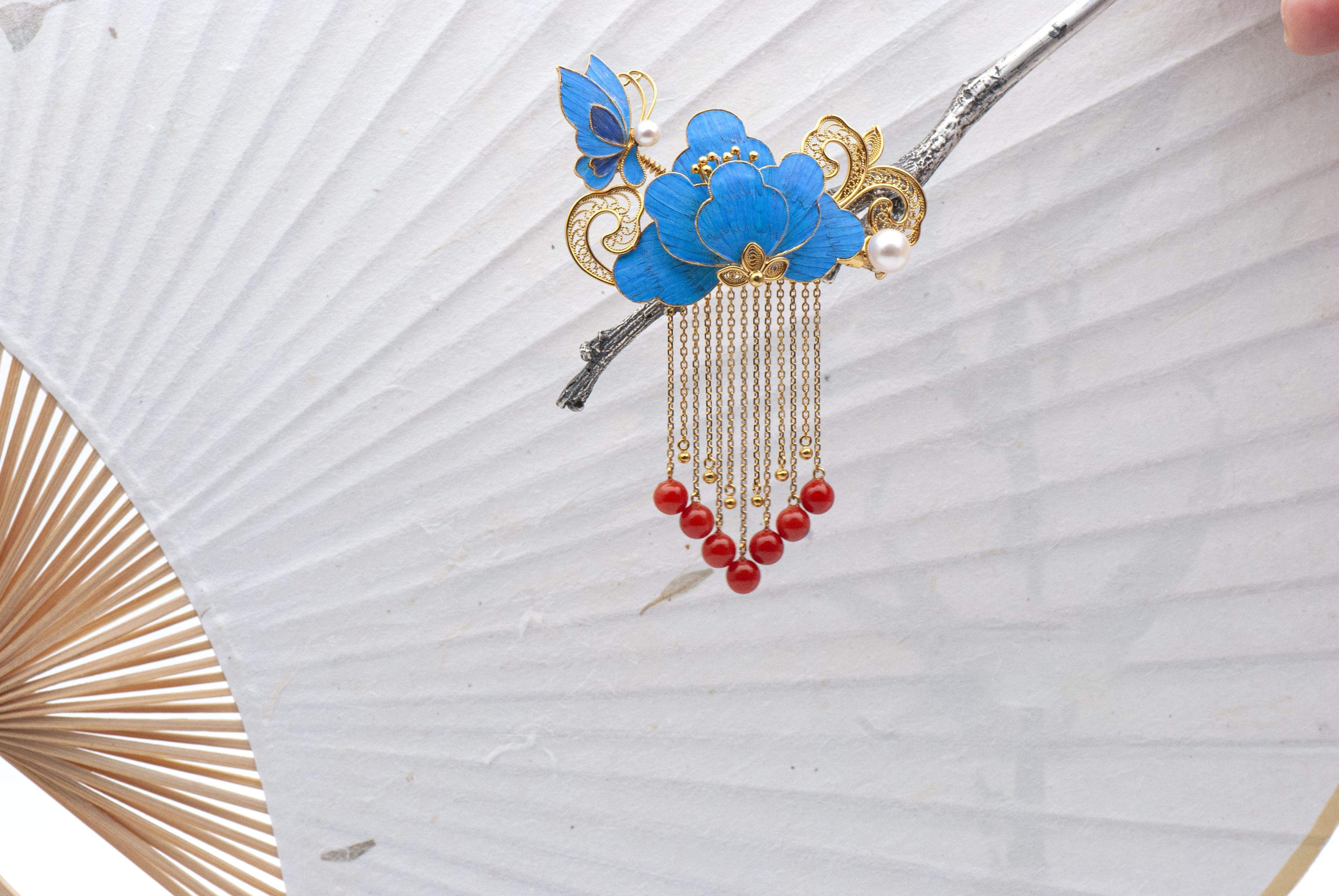 (中西合壁)(现货已售需定制)牡丹点翠 花开富贵|胸针吊坠两用