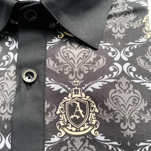 Marco Azzali 黑底金色印花长袖衬衫 C3912400 商品图1