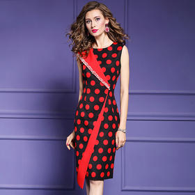 FMY-F20XL29989夏装名媛气质典雅修身印花无袖背心连衣裙