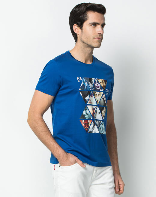 Marco Azzali 蓝色圆领印花T恤 T3848600 商品图2