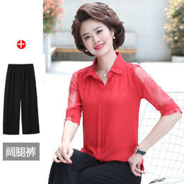 XK-YM1801阔太太中年妈妈夏装两件套 商品图4