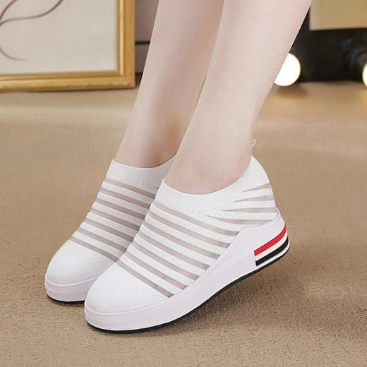 LMSN-A19新款时尚飞织网面透气厚底内增高百搭运动休闲鞋 商品图1