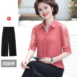 XK-YM1801阔太太中年妈妈夏装两件套 商品图8