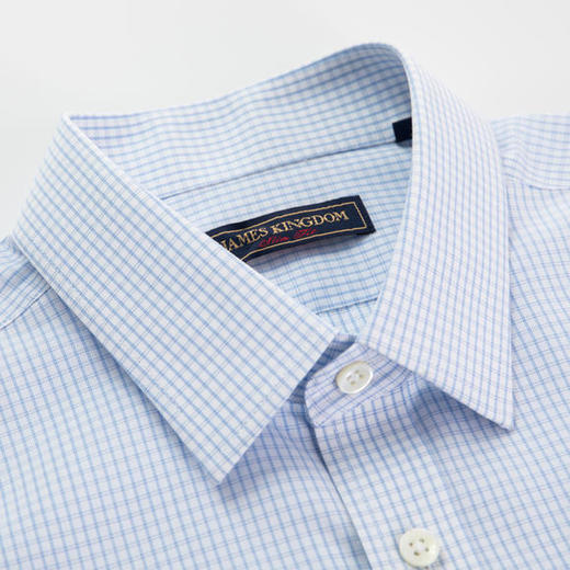 【蓝色商务DP长袖断码】Jameskingdom占姆士DP免烫商务浅蓝格子衬衣 商品图3