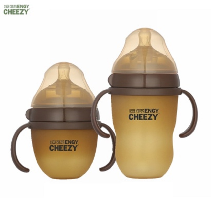 安可苏CHEEZY纳米银广口径硅胶奶瓶断奶神器带吸管150ml/250MLJPY带授权招加盟代理