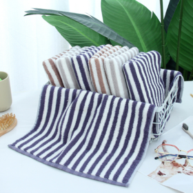 【毛巾】精梳长绒棉毛巾 家用擦脸巾 色织简约条纹长绒棉毛巾