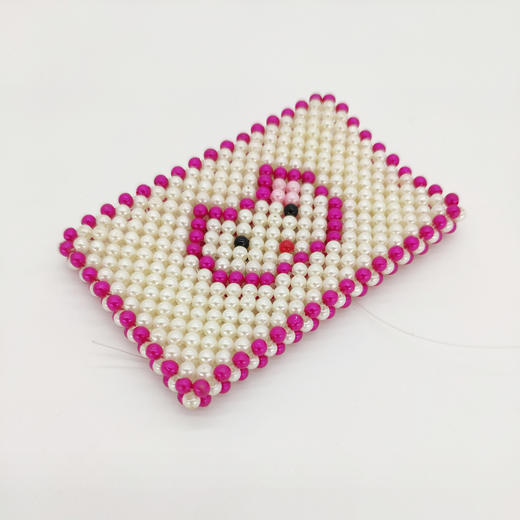 串珠卡套96cm白玫红色