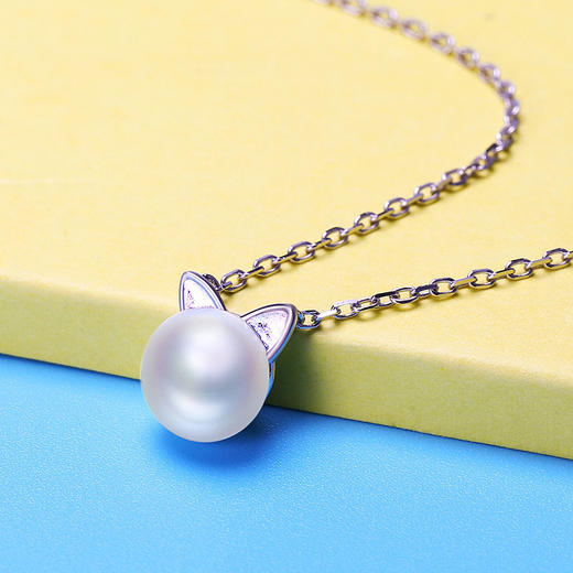 brir佰色传情s925银淡水珍珠项链猫咪byx077
