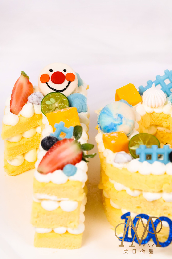 3383"100days可爱面包超人马卡龙 数字裸蛋糕 奶油夹心(送小朋友 周岁