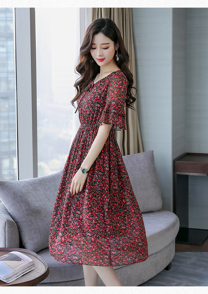 tca10真丝连衣裙中长款裙子