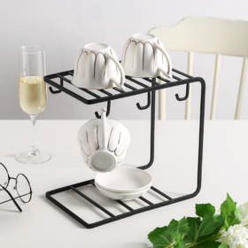 【杯架】创意日式铁艺杯架 杯子架置物架 咖啡杯碟马克杯挂架