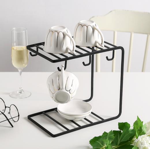 【杯架】创意日式铁艺杯架 杯子架置物架 咖啡杯碟马克杯挂架 商品图0