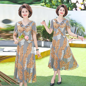 FW-C066-FA175新款妈妈装  高贵洋气中年气质过膝裙连衣裙