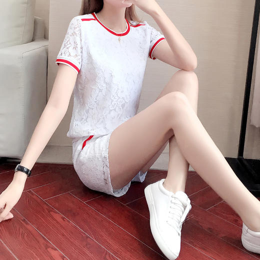 YSHR-8122新款韩版时尚短袖短裤女装休闲运动服两件套 商品图1