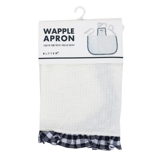 BUTTER Waffle Check Ruffle Apron Ivor 华夫格纹荷叶边围裙米色JPY带授权招加盟代理 商品图0