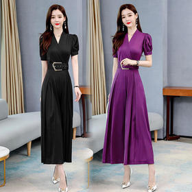 HRFS-WB20859新款时尚气质修身显瘦V领短袖连体裤