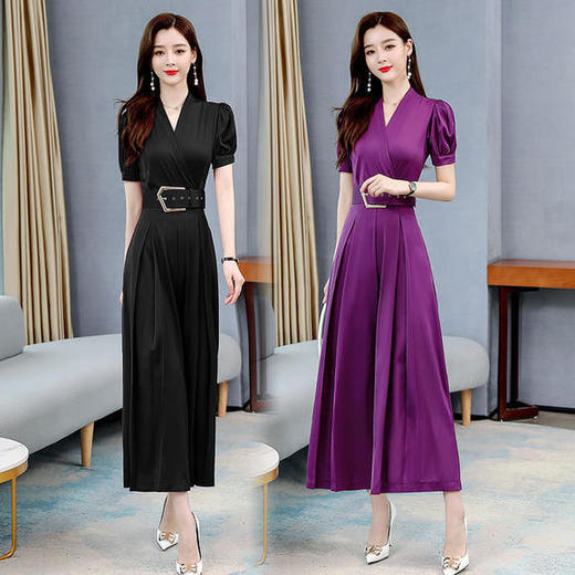 HRFS-WB20859新款时尚气质修身显瘦V领短袖连体裤 商品图0