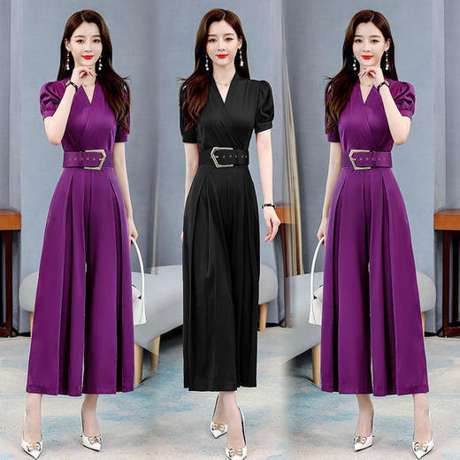 HRFS-WB20859新款时尚气质修身显瘦V领短袖连体裤 商品图1