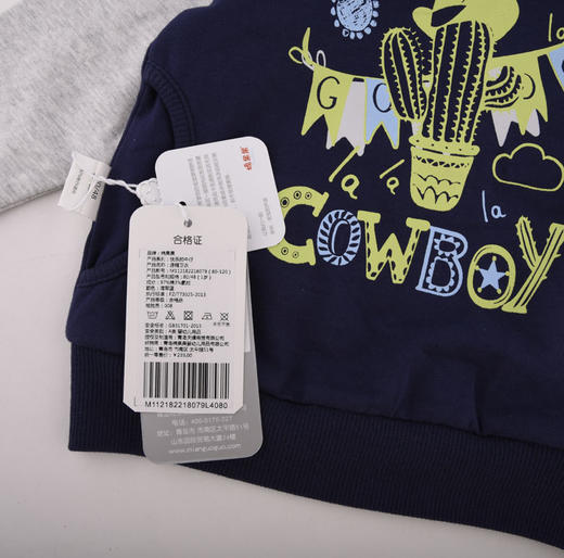 棉果果春秋款男童小毛圈连帽卫衣M112182218079 商品图1