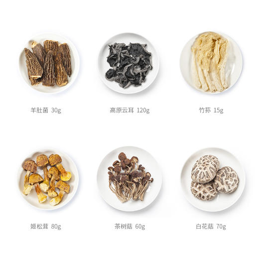 云小君吉祥如意优选食用菌礼盒 羊肚菌 高原云耳 竹荪 姬松茸 白花菇 茶树菇 商品图2
