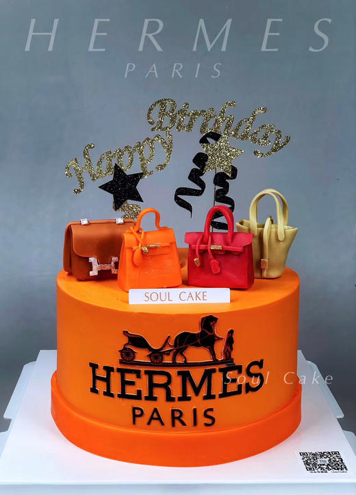 爱马仕半翻糖蛋糕