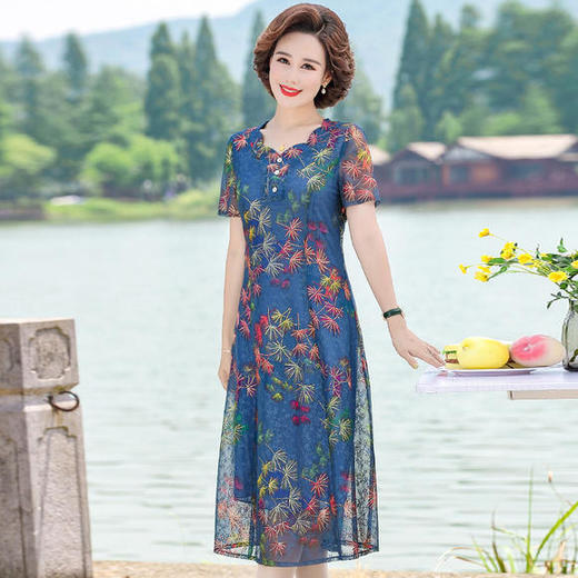 MKT-MFY2029新款洋气印花雪纺连衣裙 商品图0