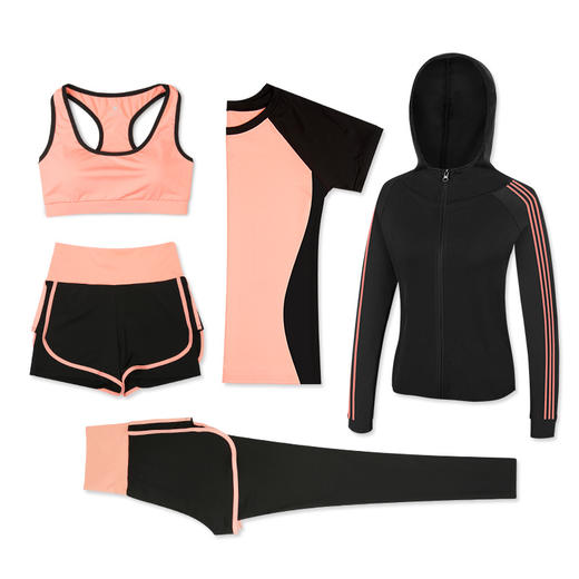 FYT-T08（超值）网红五件套运动户外套装   跑步宽松瑜伽服透气健身服 商品图4