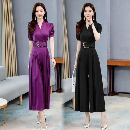 HRFS-WB20859新款时尚气质修身显瘦V领短袖连体裤 商品图3