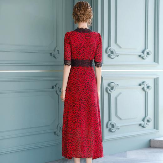 FMY-F20XL30890夏装新款复古V领收腰蕾丝豹纹印花连衣裙 商品图2