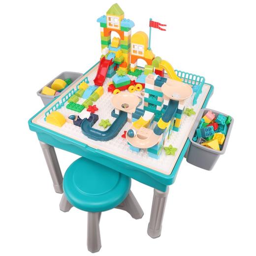 铭塔儿童多功能积木桌子宝宝拼装玩具益智大颗粒智力动脑学习两用 商品图1