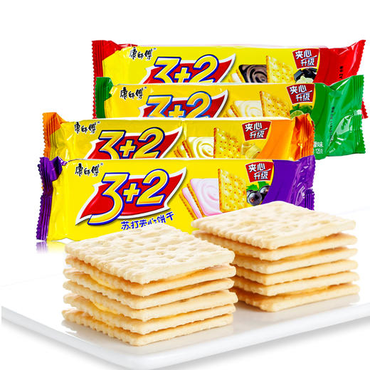 康师傅3+2苏打夹心饼干（125g/包） 商品图0